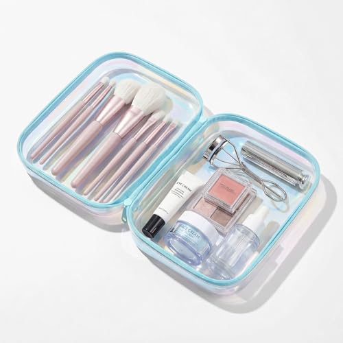 Clear Hard Shell Zipper Case,Toiletries Bag,Makeup Bag,2pcs Large Capacity Water-resistant Toiletry Bag,Portable Travel Organizer and Storage,Bathroom Clear Cosmetic Case for Women