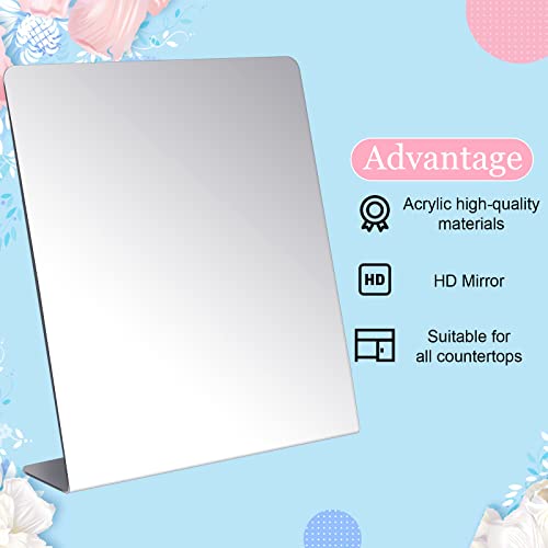 Amyhill 4 Pcs Counter Top Mirror Freestanding Mirror Single Sided Acrylic Desk Glass for Tabletop Bedroom Office Bathroom Home Dorm (8.5 x 9 Inch)