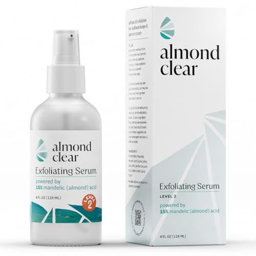 Almond Clear Level 2 Serum | Mandelic Acid Body Serum for Acne, Folliculitis, Aging Skin, Ingrown Hairs, Dark Spots on Face, Chest, Butt, Back, Thighs, Arms | 4 oz