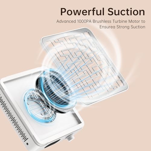 Nail Dust Collector, Powerful Vacuum Fan Vent Dust Collector Extractor Dust Suction Machine for Acrylic Nails Polishing, Nail Salon,White