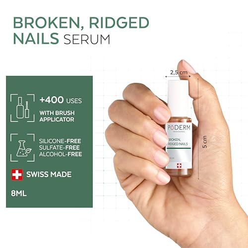 PODERM ? 100% Natural Nail Repair - Revitalizes Damaged and Split Nails with Hydrating & Exfoliating Formula ? Effective Nail care : Also Acts as a Nail Strengthener for Damaged Nails ? Swiss Made
