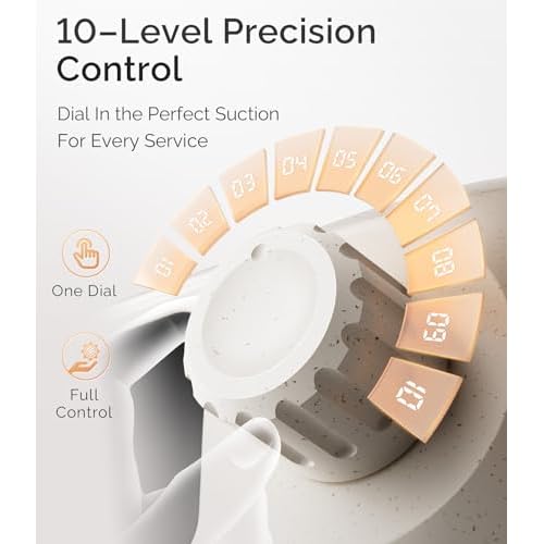 L'UGX Dust Collector Nail Tech ? Compact Nail Dust Collector Profesional with Strong Suction, 10-Speed Turbo Fan, LED Display & Low Noise Nail Dust Cleaner for Home & Salon Use-Stardust Beige