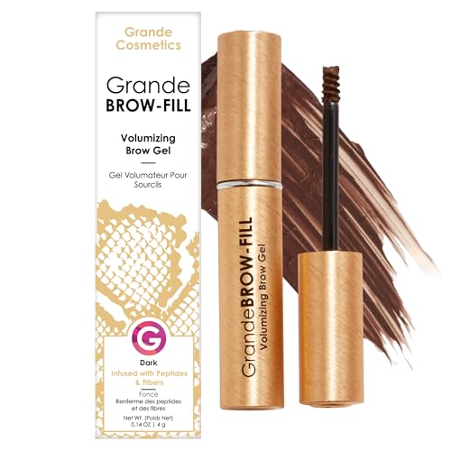 Grande Cosmetics GrandeBROW-FILL Volumizing Brow Gel, Tinted or Clear Eyebrow Mascara, Soft Flexible Hold, Water Resistant