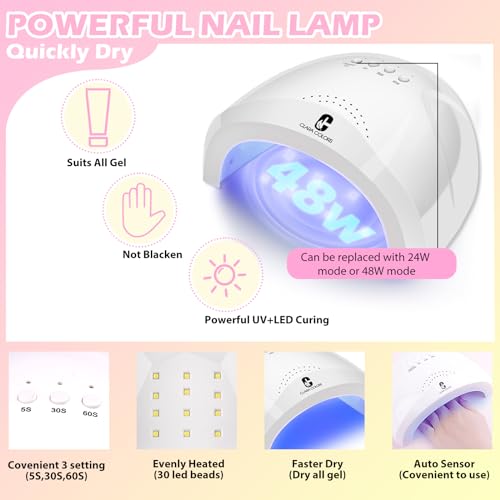 Clara Colors Polygel Extension Gel Nail Kit - 8 Colors Polygel Nail Kit with 48W Power Nail Lamp Nude Clear White Pink All In One Polygel Nail Kit Starter Kit for Beginners with Slip Solution and Tool