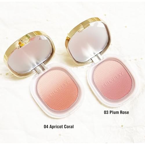 Matte Finish Blush Long-wear Blendable Powder Blusher Pink Shade with Mirror Cheeks Olive complexion, 03 Plum Rose