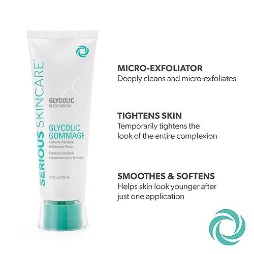 Serious Skincare Glycolic Gommage Extreme Renewal Facial Mask for Radiant Skin - Glycolic Acid - Micro Exfoliation Facial Treatment Mask - Decongest Clogged Pores - 4.5 oz (1Pack)