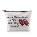 PXTIDY Football Makeup Bag Never Underestimate a Girl Who Plays Football Travel Bag Gifts For Football Game Fans Players