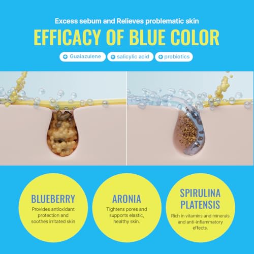 Blue Balancing Foam Cleanser | Acne-Relief Face Wash | Soft Dense Microbubble Foam | Blue Food Complex | Gentle Daily Cleanser 5.07 fl oz