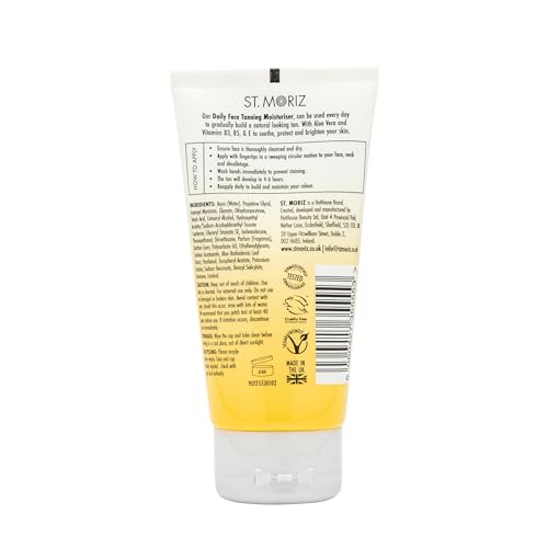 St Moriz Professional Daily Face Tanning Moisturiser with Aloe Vera & Vitamin E, Gradual Vegan Fake Tan, Medium (75ml)