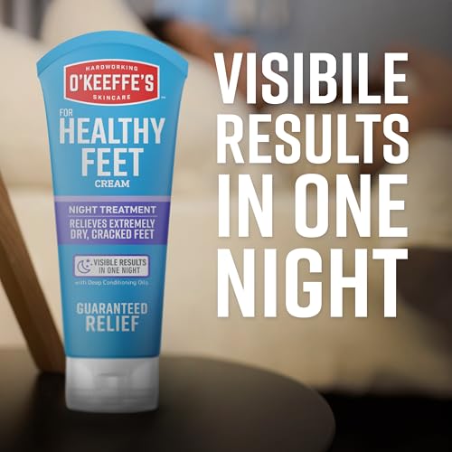O'Keeffe's for Healthy Feet Night Treatment Foot Cream - 3 oz Tube (2 Pack) - Guaranteed Overnight Relief for Extremely Cracked, Dry Feet, Repairing Skincare, Instantly Boosts and Retains Moisture Levels