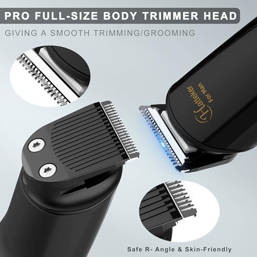 Hatteker Mens Body Hair Beard Trimmer Groin Trimmer Mens Grooming Kit Electric Razor Body Shaver Groomer Waterproof 6 in 1