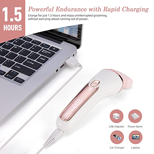 YHC Electric Razor for Women ? 2-in-1 Waterproof Cordless Shaver for Legs, Underarms, Face & Bikini, Hypoallergenic Blades, Wet & Dry Use, USB Rechargeable (Pink).