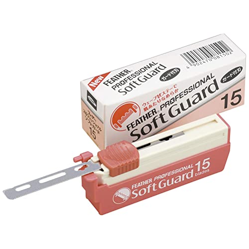 Feather Artist Club ProSoft Guard Razor Blades - 1 Pack of 15 - Single Straight Edge Razor Blade with Guard Refills for Shaving - For Men, Women, & Barbers