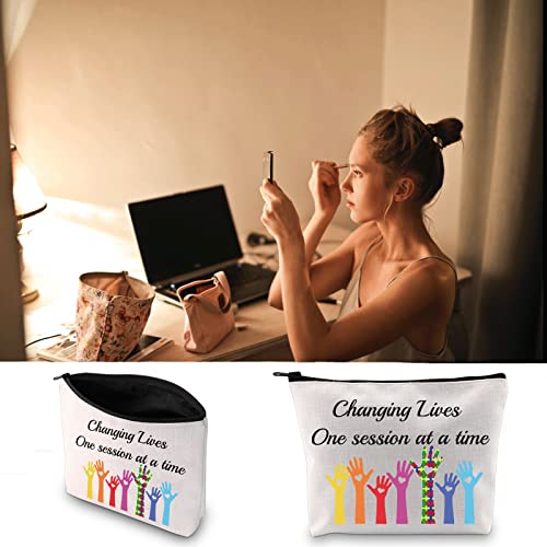 JXGZSO ABA Therapist Gifts Changing Lives One Session At A Time Makeup Bags ABA Therapy Gifts (One Session bag)