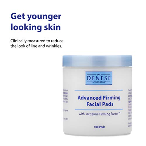 Dr. Denese SkinScience Advanced Firming Facial Pads 100 Count ? Professional Exfoliator with Glycolic Acid, Peptides and Aloe for Smooth Radiant Skin, Refined Pores ? Dermatologist Tested Cruelty Free