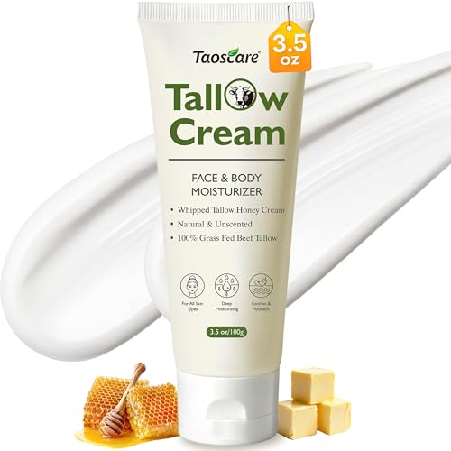 Beef Tallow for Skin, 100% Grass-Fed Whipped Tallow Balm ? Organic Moisturizer for Face & Body ? Deep Hydration for Dry & Sensitive Skin ? Natural Tallow Cream