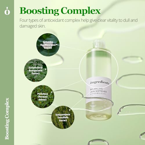ONGREDIENTS Balancing Skin Softener | Trouble Care Facial Toner | Panthenol, Hyaluronic Acid, Heartleaf, Hydrating Balance Care for Dry, Sensitive Skin | Vegan, Korean Skin Care 250ml / 8.45 fl Oz