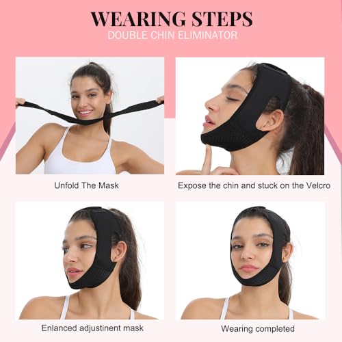MASIKA V-Line Mask, Chin Strap for Sleeping,Chin Strap for Women,Jaw Exerciser,Jawline Shaper,Jaw Strap,Double chin strap,Jawline Shaper,Reusable chin stra,Black