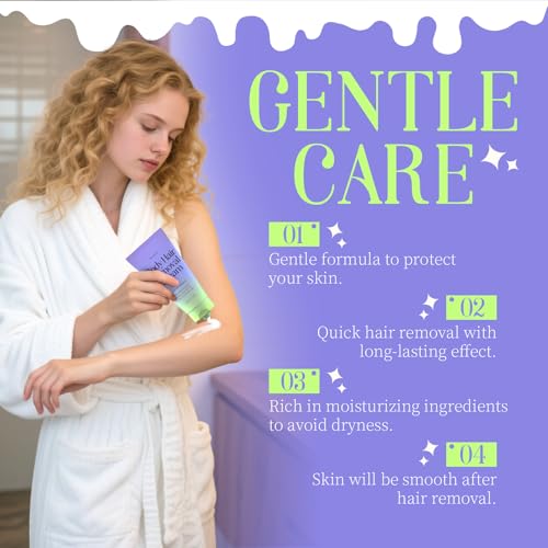 Body Hair Removal Cream with Spatula Applicator, Hydrateology Facial Hair Removal Cream for Women, Gentle Formula for Sensitive Skin, Long-Lasting Smooth Skin - 100ml