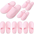 6 Pairs Kids Disposable Slippers Non Slip Closed Toe Spa Slippers Comfortable House Spa Indoor Outdoor for 4-12 Years Old Boys Girls Party Hotel Travel(Pink,M)