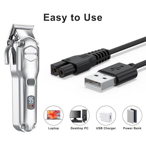 Meliya 2 Pack USB Charger for oneisall Low Noise Dog Clippers, 3.3ft Replacement Charging Cord for oneisall Dog Paw Trimmer, for SUPRENT Hair Clippers, Small Cat Grooming Clippers