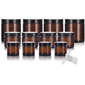 JUVITUS 12 piece Amber Glass Straight Sided Jar Multi Size Set : Includes 4 -1 oz, 4 -2 oz, and 4 -4 oz Amber Glass Jars with Black Lids + Spatulas for Aromatherapy, Essential Oils, Travel and Home