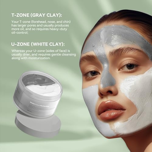 WNP Duo Cleansing Clay Mask with Niacinamide & Hyaluronic Acid ? Deep Pore Cleanser for T-Zone & U-Zone, Blackhead Remover, Hydrating & Oil-Control Face Mask, 3.53oz