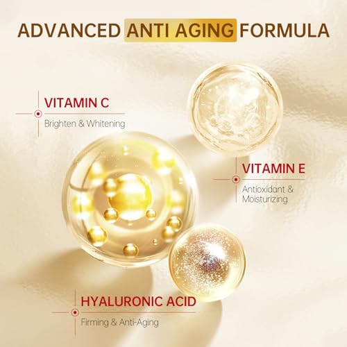 Vitamin C Face Serum with Vitamin C, Hyaluronic Acid, Vitamin E, Serum for Dullness, Balanced Complexion, Eye Area, Fine Lines & Wrinkles, 30ml/1.01oz