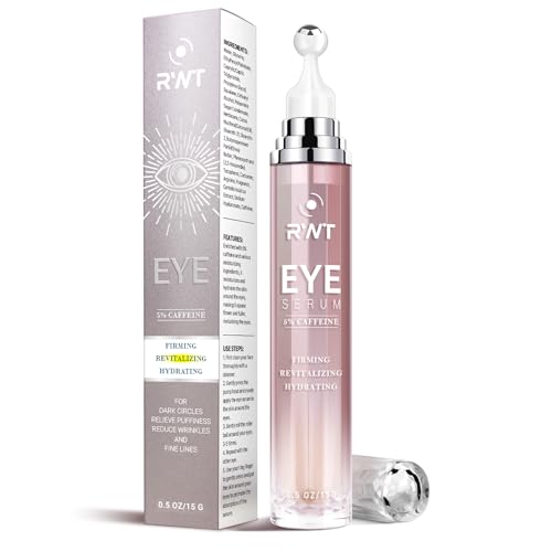 RWT 5% Caffeine Eye Serum & Under Eye Roller Cream for Dark Circles and Puffiness Eye Care Eye Roller Serum with 360¡Æ Massage Ball Eye Treatment Serum for Women