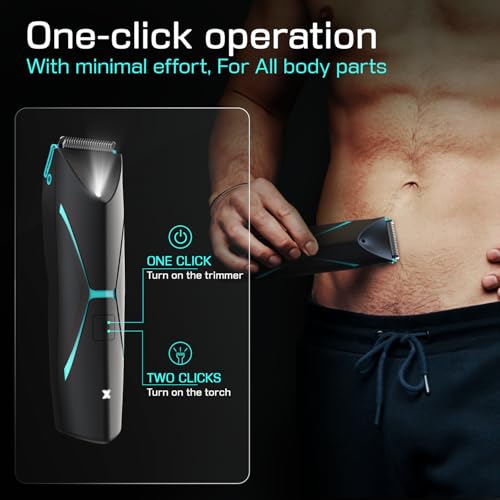Brightman Electric Body Hair Trimmer for Men ? Waterproof Cordless Groomer with Ceramic Blades LED Light & 120-Min Runtime for Chest Groin Armpits Legs & Travel