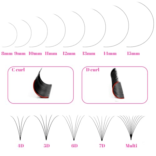 Classic Volume Eyelash Extension 0.05mm Thickness Velvet Single Root Lash Extensions D Curl Individual Professional Salon Lashes Extension for Lash Techs 8-15mm Mixed