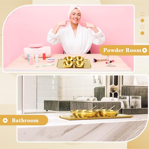 9 Pcs Gold Facial Supplies Large Gold Skincare Tray 4 Stainless Steel Facial Mask Mixing Bowls 4 Esthetician Mixing Spoons Spa Tray Esthetician Bowls for Mask Body Care Bathroom