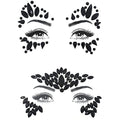 Black Face Sticker Shiny Forehead Sticker DIY Face Decoration Face Gems Rhinestone Sticker 2Pieces