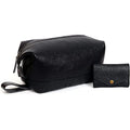 cuero Leather Brown Dopp Kit Unisex Travel Toiletry Cosmetic Pouch Shaving Kit Men Women (black)