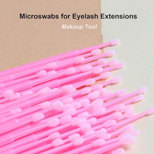 2100PCS Microswabs for Eyelash Extensions£¬Micro Applicators Brush for Cleaning and Applying Make-up Pink (Head Diameter: 2.0mm)