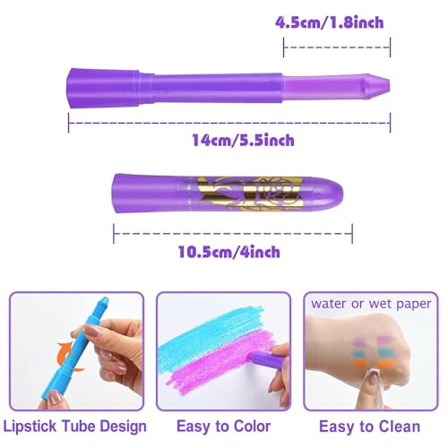 12 Pcs Face Painting Kits, Glow In The Dark Under UV Black Light Sticks£¬Glow Face Body Paint Party Supplies£¬for Adult Birthday, Halloween, Thanksgiving Day, Cosplay Makeup Neon Gifts