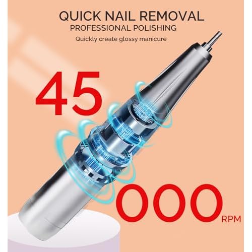 Cordless Nail Drill Machine ,OBEEGOO Diamond Surface Rechargeable Nail Drill 35000RPM Portable Electric E File Electric Acrylic Nail File Tools for Gel Nail ,Nail Beauty Salon (Diamond)