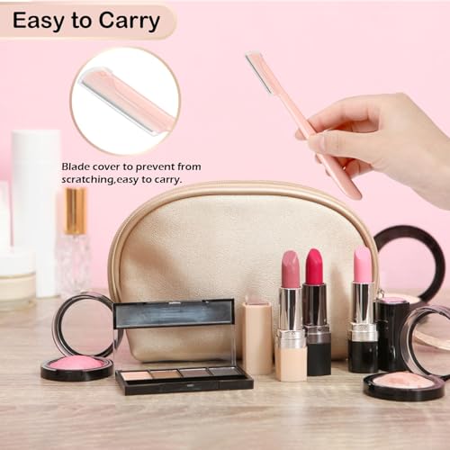 12 Pieces Eyebrow Razor, Dermaplane Razor with Blade Cover Face Razors for Women, Dermaplaning Tool for Face Peach Fuzz Face Shaver for Women and Men, Safe and Newbie Friendly
