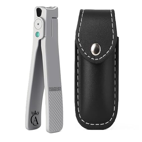 Made in Solingen, Germany - Apexay Professional Nail Clipper ? Surgical Stainless Steel | Travel-Size Manicure & Pedicure Tool in Genuine Leather Case | Ethically Made in Solingen, Germany. (Grey)