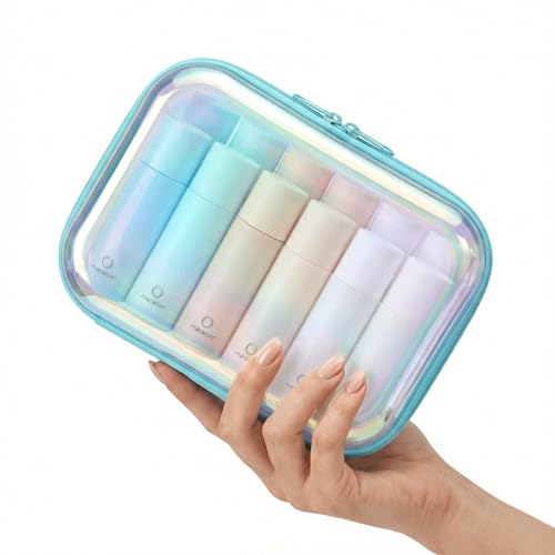 Clear Hard Shell Zipper Case,Toiletries Bag,Makeup Bag,2pcs Large Capacity Water-resistant Toiletry Bag,Portable Travel Organizer and Storage,Bathroom Clear Cosmetic Case for Women