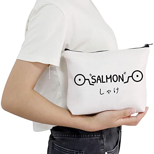 POFULL Inumaki Toge Salmon Gift Anime Gift Cursed Markings TV Show Inspired Makeup bag (Salmon bag)