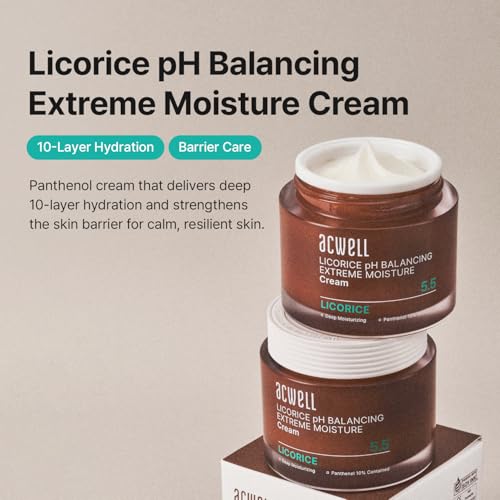 ACWELL Licorice pH Balancing Extreme Moisture Cream ? Optimal Skin Repair for Sensitive Skin, Hydrating Face Cream with Panthenol and Ceramide Capsules, 1.86 oz.