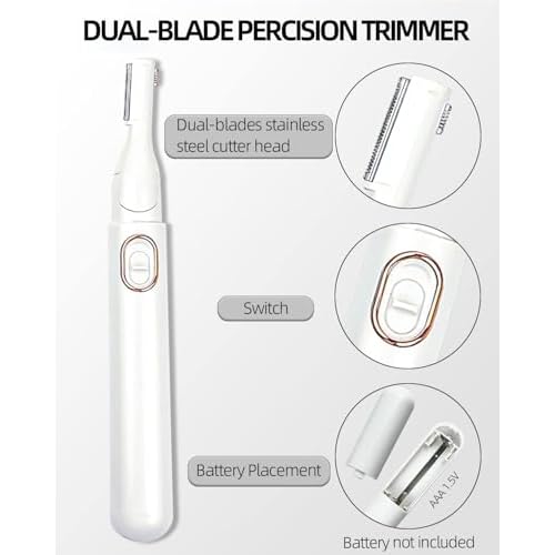 CHANGAR Electric Eyebrow Trimmer Women Precision Face Razors Portable Electric Hair Remover for Face Neck Fuzz Lips Leg Bikini (Battery Operated)