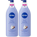 NIVEA Shea Nourish Body Lotion for Dry Skin with Hyaluronic Acid, Shea Butter and Deep Nourishing Serum, 48-Hour Body Moisturizer, 16.9 Fl Oz Pump Bottle (Pack of 2)