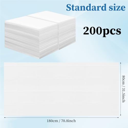 Disposable Bed Cover 31.5 * 71 inches, 200 Pieces White, Thick Breathable Non-Woven Massage Bed Sheet, Suitable for Hydrotherapy, Beauty Salons, Hospitals