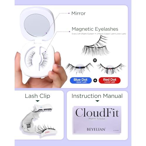 BEYELIAN Magnetic Eyelashes with Applicator Kit, Upgrade Soft Magnetic Lashes Reusable False Eyelashes Natural Look, No Glue Needed Eyelashes for Eye (Lightweight & Comfortable)