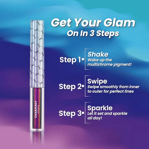 CHARMACY Chameleon Liquid Eyeliner, Liquid Glitter Eyeliner, Highly Pigmented, Metallic Intense MultiColor Shifting waterproof Eyeliner, Ultra-Fine Tip, Longwearing, Smudge-proof (#SET2-902/904/906)