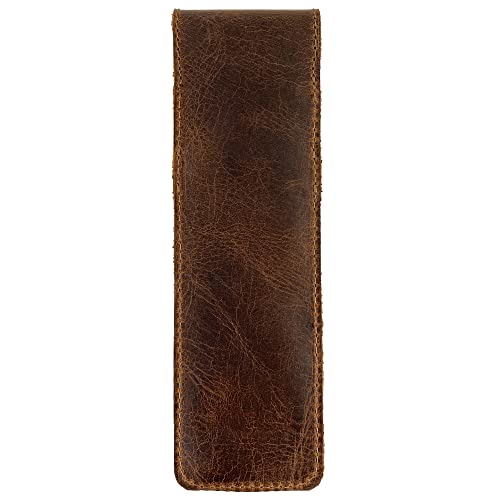 Hide & Groom, Razor Case Handmade from Full Grain Leather - Protector Case, Barber Razor Sheath, Shaving Accessories, Personal Care Essentials - Bourbon Brown