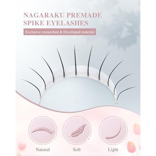 NAGARAKU Spikes Eyelash Extensions Wispy Lash Premade Fan Matte Black Individual Ellipse Spikes Fans Fairy Eyelashes DIY Cluster Classic Lash Professional Supplies for Lash Techs -0.07mm C curl 11mm