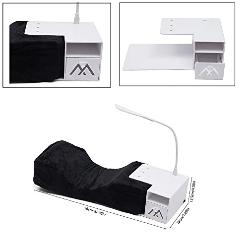 CNCEST Eyelash Extension Neck Pillow with Light,Eyelash Pillow Make Up Eyelash Extension Pillow with Shelf Organizer Stand for Salon Headrest Makeup Tools Grafted Support Neck Soft Stand(Black)